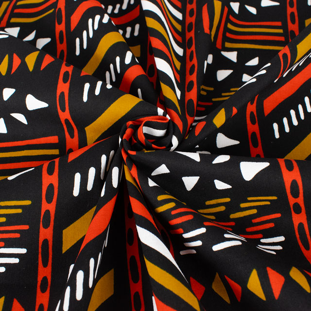 生地 アフリカ布 キテンゲ 24SS 22.ブラック×マスタード 09Ae99_