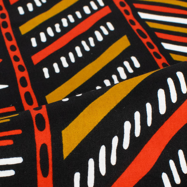 生地 アフリカ布 キテンゲ 24SS 22.ブラック×マスタード 09Ae99_