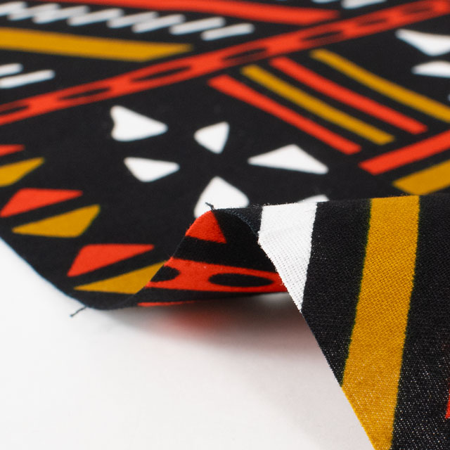 生地 アフリカ布 キテンゲ 24SS 22.ブラック×マスタード 09Ae99_