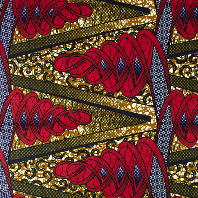 生地 アフリカ布 キテンゲ 24SS 27.マスタード×レッド 09Ae99_