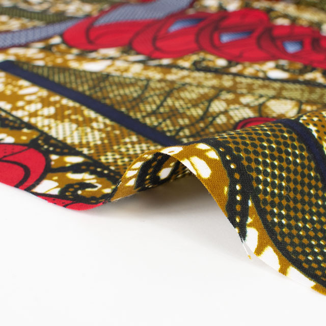 生地 アフリカ布 キテンゲ 24SS 27.マスタード×レッド 09Ae99_