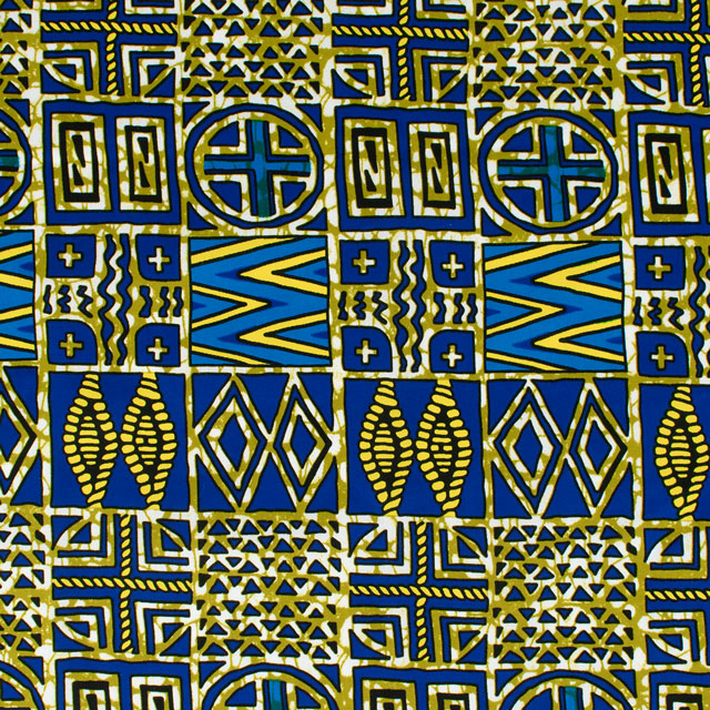 生地 アフリカ布 キテンゲ 24SS 33.ブルー×イエロー 09Ae99_