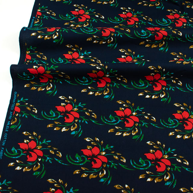 生地 アフリカ布 キテンゲ 25SS 4.ネイビー 09Ae99_