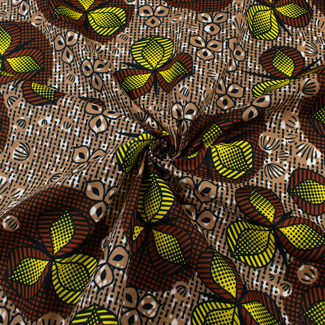 生地 アフリカ布 キテンゲ 25SS 9.ブラウン 09Ae99_