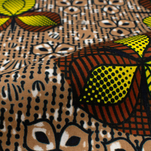 生地 アフリカ布 キテンゲ 25SS 9.ブラウン 09Ae99_