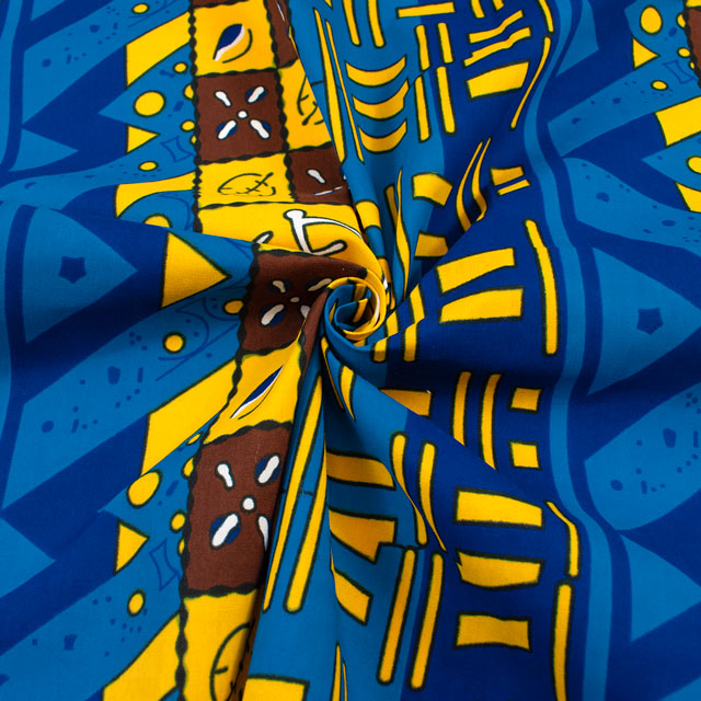 生地 アフリカ布 キテンゲ 25SS 13.ブルー 09Ae99_