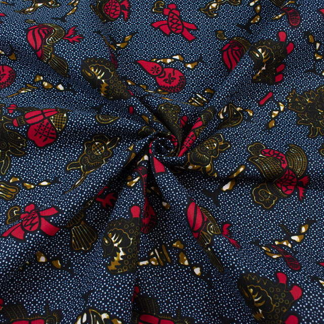 生地 アフリカ布 キテンゲ 25SS 15.ネイビー 09Ae99_