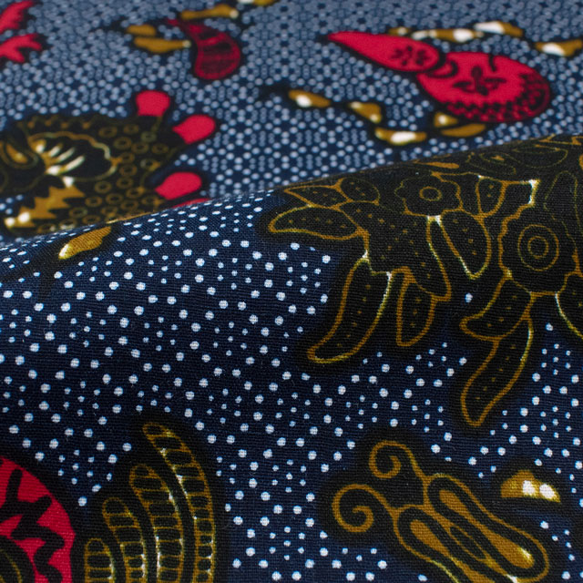 生地 アフリカ布 キテンゲ 25SS 15.ネイビー 09Ae99_