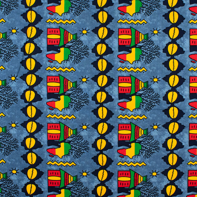 生地 アフリカ布 キテンゲ 25SS 16.ブルー 09Ae99_