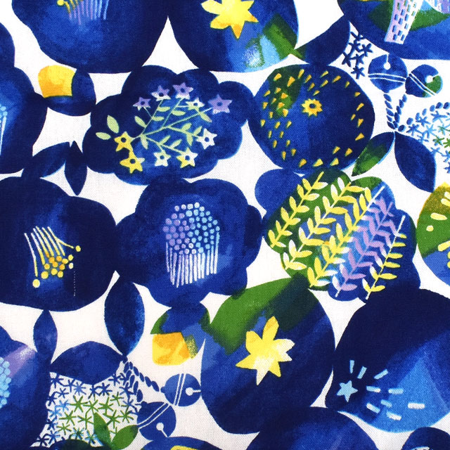 生地 みすゞうた 私と小鳥と鈴と /綿麻キャンバス(KMCSK) 35A.るりこん 99Zz99_