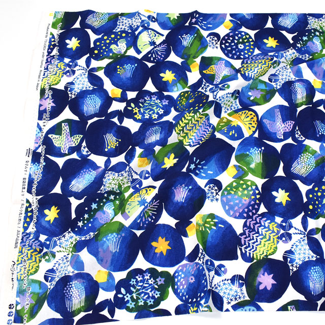 生地 みすゞうた 私と小鳥と鈴と /綿麻キャンバス(KMCSK) 35A.るりこん 99Zz99_