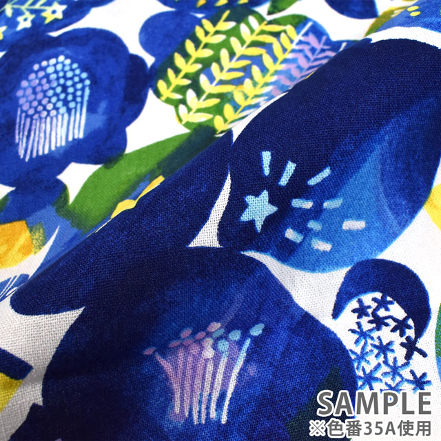 生地 みすゞうた 私と小鳥と鈴と /綿麻キャンバス(KMCSK) 35A.るりこん 99Zz99_