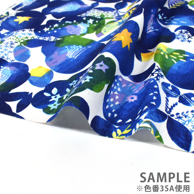 生地 みすゞうた 私と小鳥と鈴と /綿麻キャンバス(KMCSK) 35A.るりこん 99Zz99_