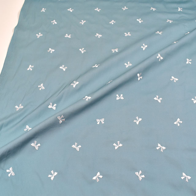 生地 Daily ソフトブロード刺繍 リボン(KOF-43) LBL.ライトブルー 09Bk22_