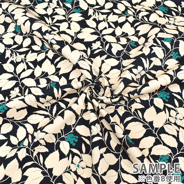 生地 ツイルプリント 葉と実(KSP5541) D.ブラウン 09Af16_