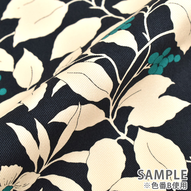 生地 ツイルプリント 葉と実(KSP5541) D.ブラウン 09Af16_