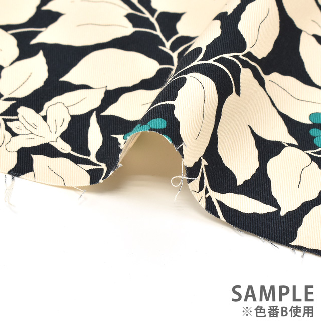 生地 ツイルプリント 葉と実(KSP5541) D.ブラウン 09Af16_