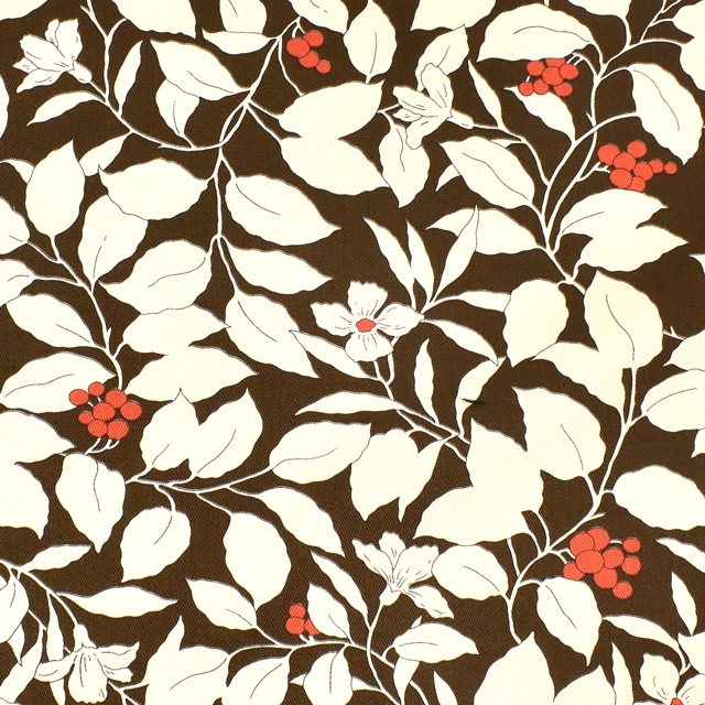 生地 ツイルプリント 葉と実(KSP5541) D.ブラウン 09Af16_