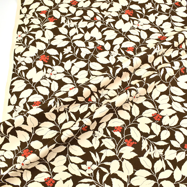 生地 ツイルプリント 葉と実(KSP5541) D.ブラウン 09Af16_