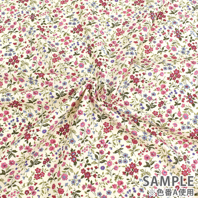 生地 ブロード花プリント(KTS2568) B.ブルー 09Af15_