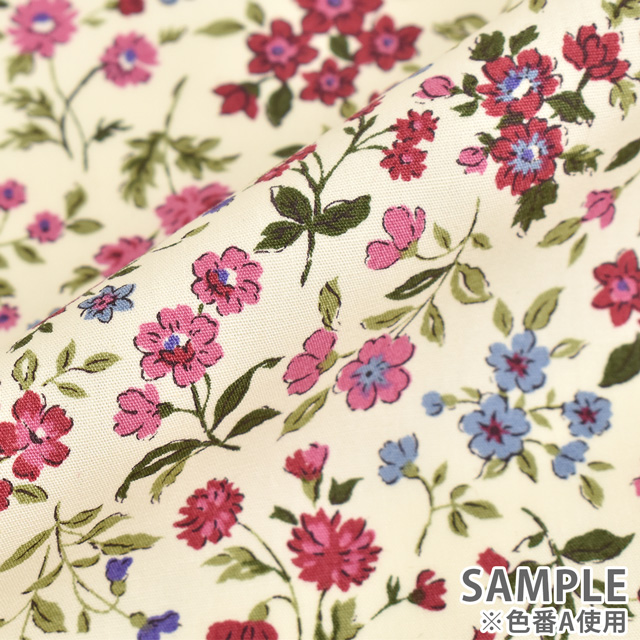 生地 ブロード花プリント(KTS2568) B.ブルー 09Af15_