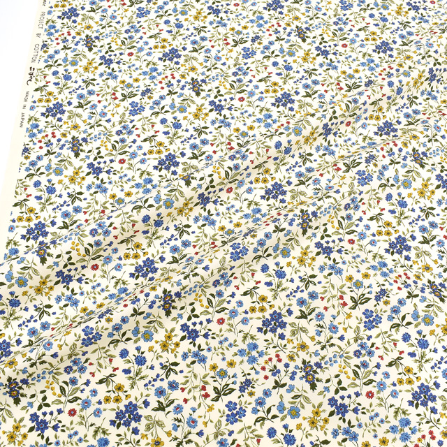 生地 ブロード花プリント(KTS2568) B.ブルー 09Af15_