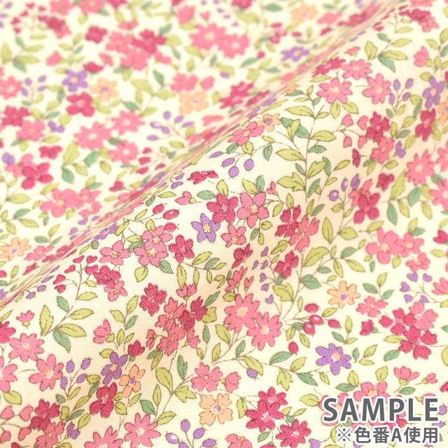 生地 広幅ブロード小花プリント(KTS2704) A.ピンク 09Af15_