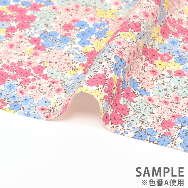 生地 ブロードプリント パステル小花(KTS3414) B.パープル 09Af15_