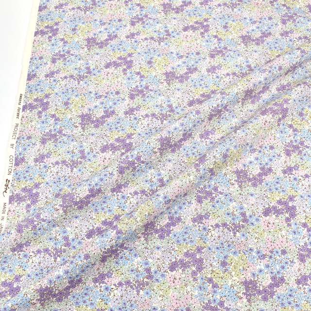 生地 ブロードプリント パステル小花(KTS3414) B.パープル 09Af15_