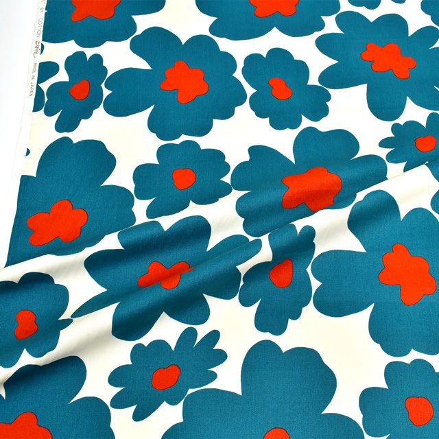 生地 ツイルプリント 中花(KTS3676) A.ブルー 09Af16_