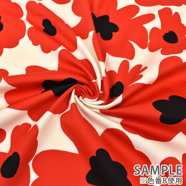 生地 ツイルプリント 中花(KTS3676) A.ブルー 09Af16_