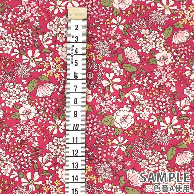 生地 ブロードプリント 地付単色花(KTS6097) A.ピンク 09Af15_