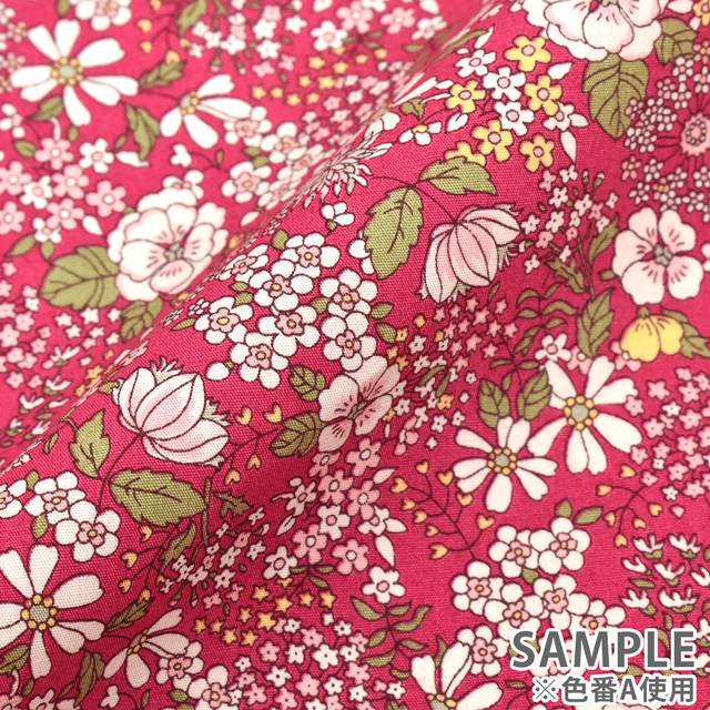 生地 ブロードプリント 地付単色花(KTS6097) A.ピンク 09Af15_