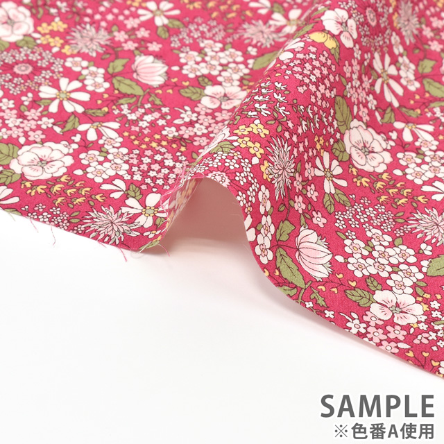 生地 ブロードプリント 地付単色花(KTS6097) A.ピンク 09Af15_