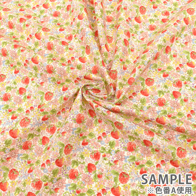 生地 ブロードプリント イチゴ(KTS6025) C.グリーン 09Af15_