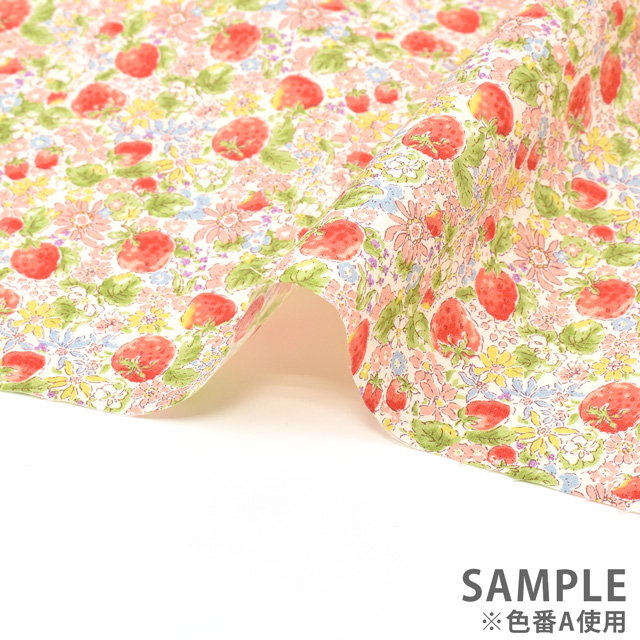 生地 ブロードプリント イチゴ(KTS6025) C.グリーン 09Af15_
