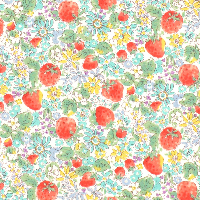 生地 ブロードプリント イチゴ(KTS6025) C.グリーン 09Af15_