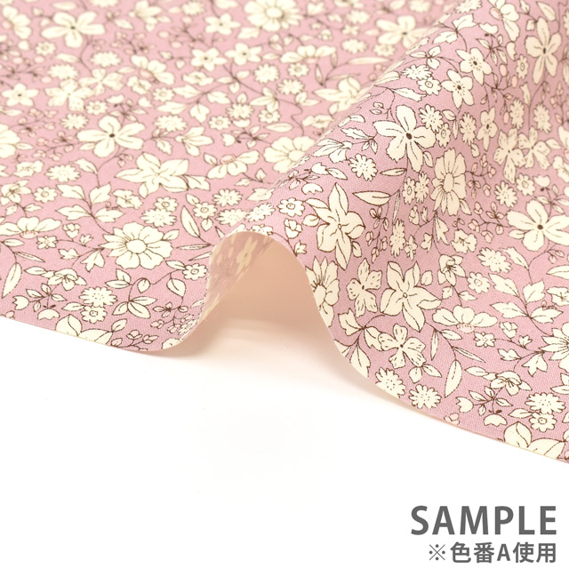 生地 ブロードプリント ホワイトフラワー(KTS6623) F.グリーン 09Af15_