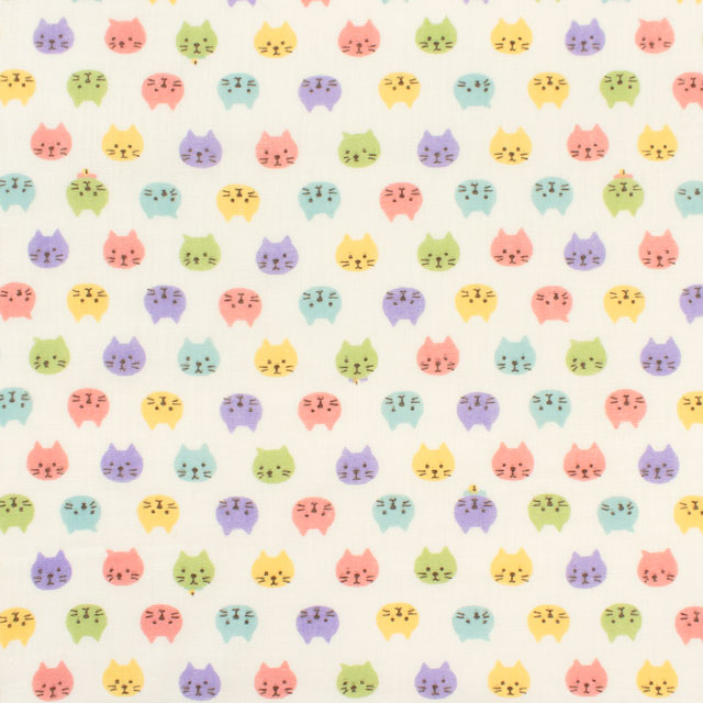 生地 ダブルガーゼプリント ねこ柄(KTS3744) A.マルチ 09Bo35_