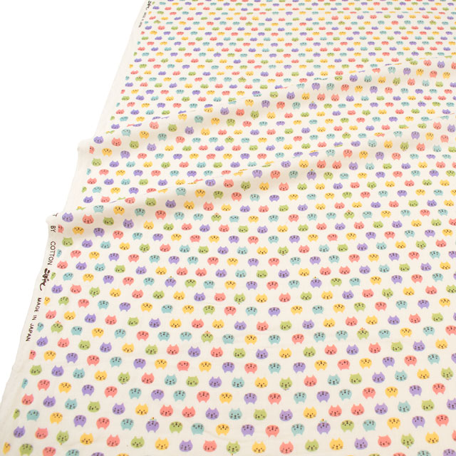 生地 ダブルガーゼプリント ねこ柄(KTS3744) A.マルチ 09Bo35_