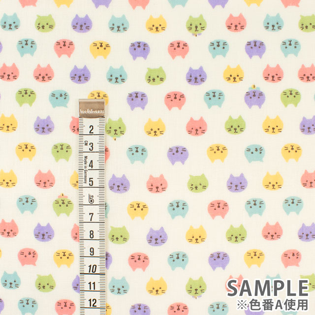生地 ダブルガーゼプリント ねこ柄(KTS3744) A.マルチ 09Bo35_