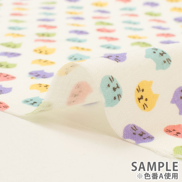 生地 ダブルガーゼプリント ねこ柄(KTS3744) A.マルチ 09Bo35_