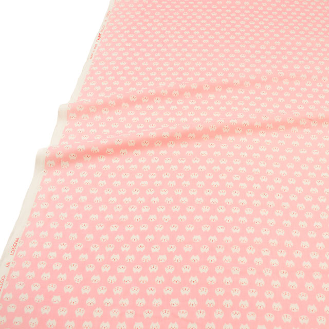 生地 ダブルガーゼプリント ねこ柄(KTS3744) B.ピンク 09Bo35_