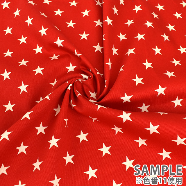 生地 ツイルプリント 星柄(KTS3681) 52.黒×白 09Bk23_