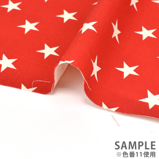 生地 ツイルプリント 星柄(KTS3681) 52.黒×白 09Bk23_