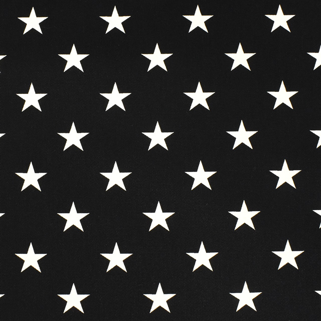 生地 ツイルプリント 星柄(KTS3681) 52.黒×白 09Bk23_