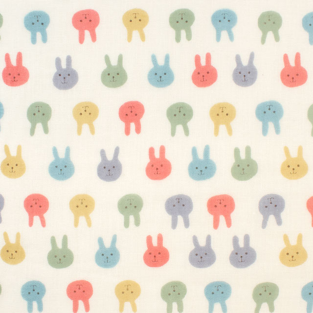 生地 ダブルガーゼプリント うさぎ柄(KTS3217) A.マルチ 09Bo35_