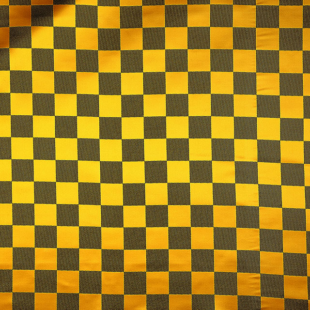 生地 サテンジャガード 市松(KTS6440) A.黒×ゴールド 99Zz99_