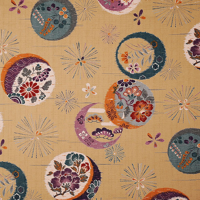 生地 サザンクロスプリント 松・手毬(KTS6488) A.ベージュ 99Zz99_