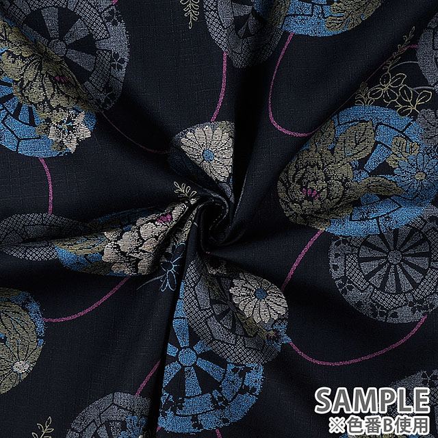 生地 サザンクロスプリント 華源氏車文様(KTS6648) C.濃紫 99Zz99_